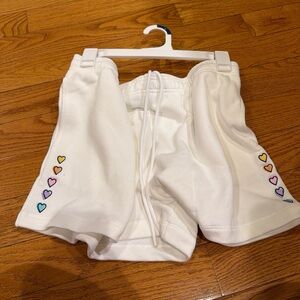 Roller Rabbit White Athletic Shorts with Colorful Heart Accents